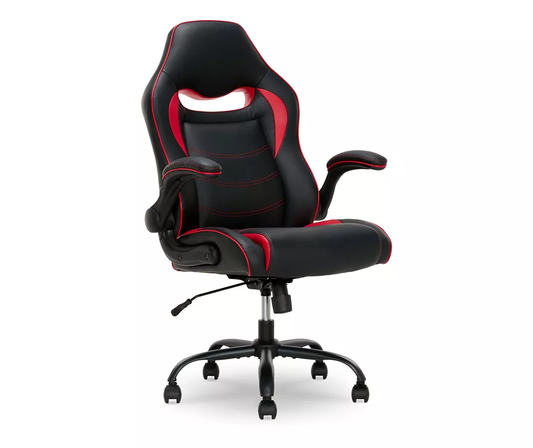 Black & Red Faux Leather Gaming Chair