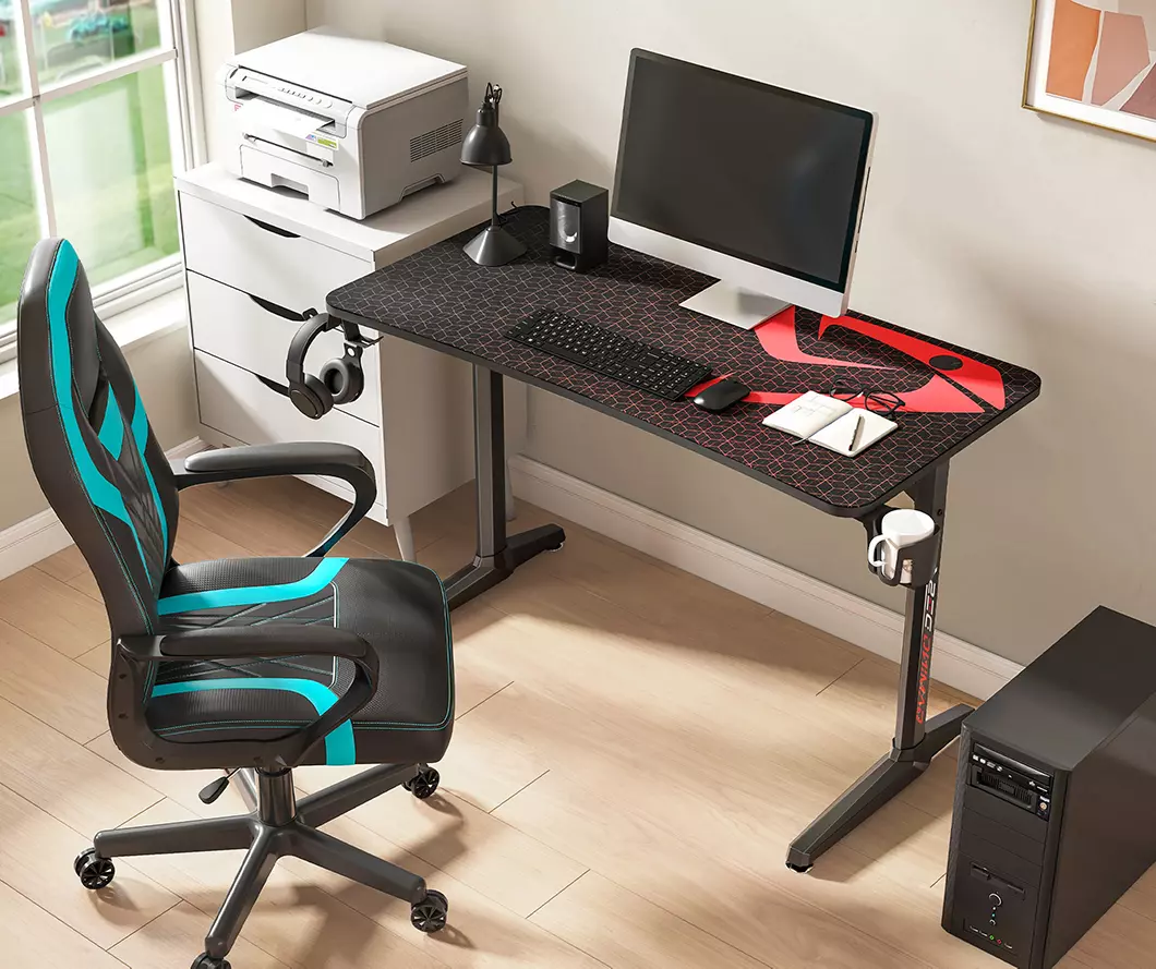 GIP 47 Black & Red Ergonomic Gaming Desk