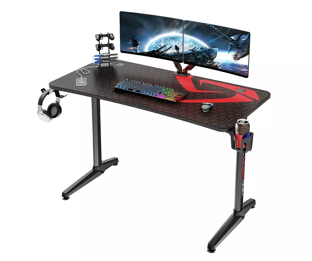 GIP 47 Black & Red Ergonomic Gaming Desk