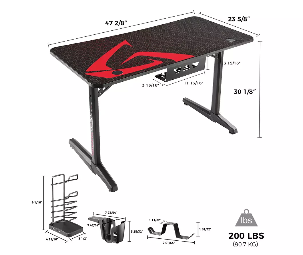 GIP 47 Black & Red Ergonomic Gaming Desk